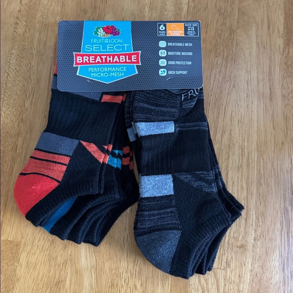 Fruit of the Loom FOL Men’s Mesh Socks Size 6-12 Select No Show Breathable